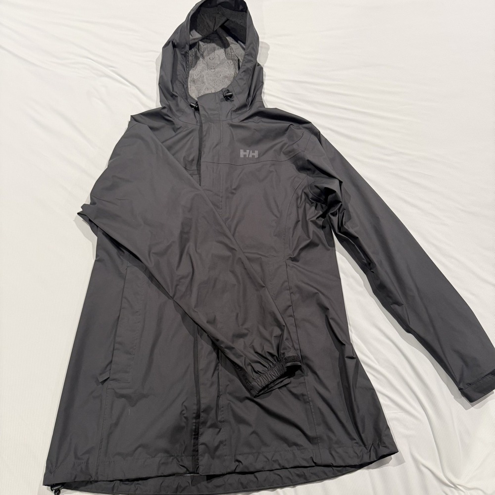 HELLY HANSEN Women's Vancouver Rain Jacket Medium Dark Gray Hooded Waterproof